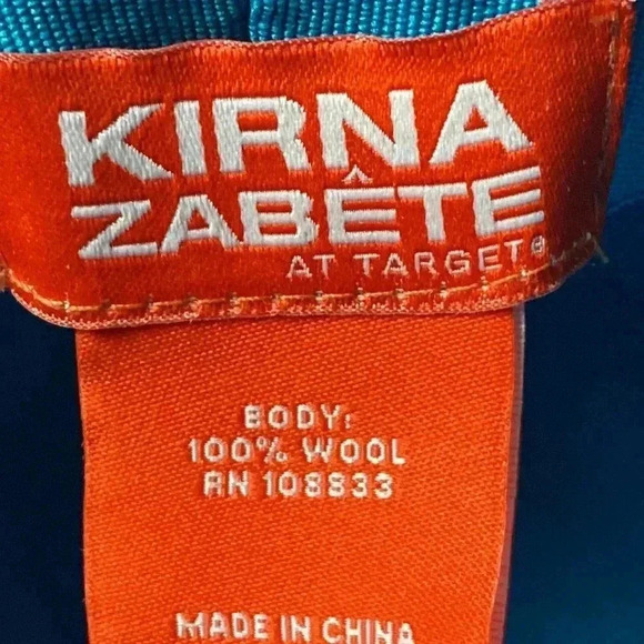 KIRNA ZANETE AT TARGET WOMENS TEAL 100% WOOL HAT BLACK RIBBON BAND  CLEAN - Picture 9 of 9